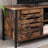 TV Cabinet - Wood - Rustic Brown and Black - Louvred Door with 2 Shelves