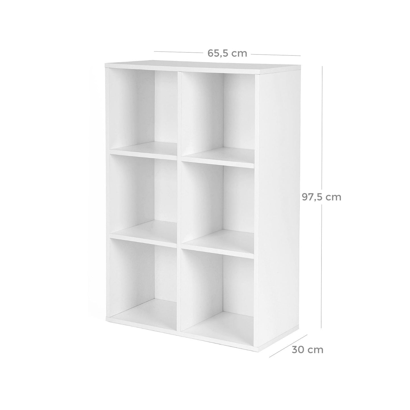 3-Tier Storage Shelf - 6 Compartments - Wood - White