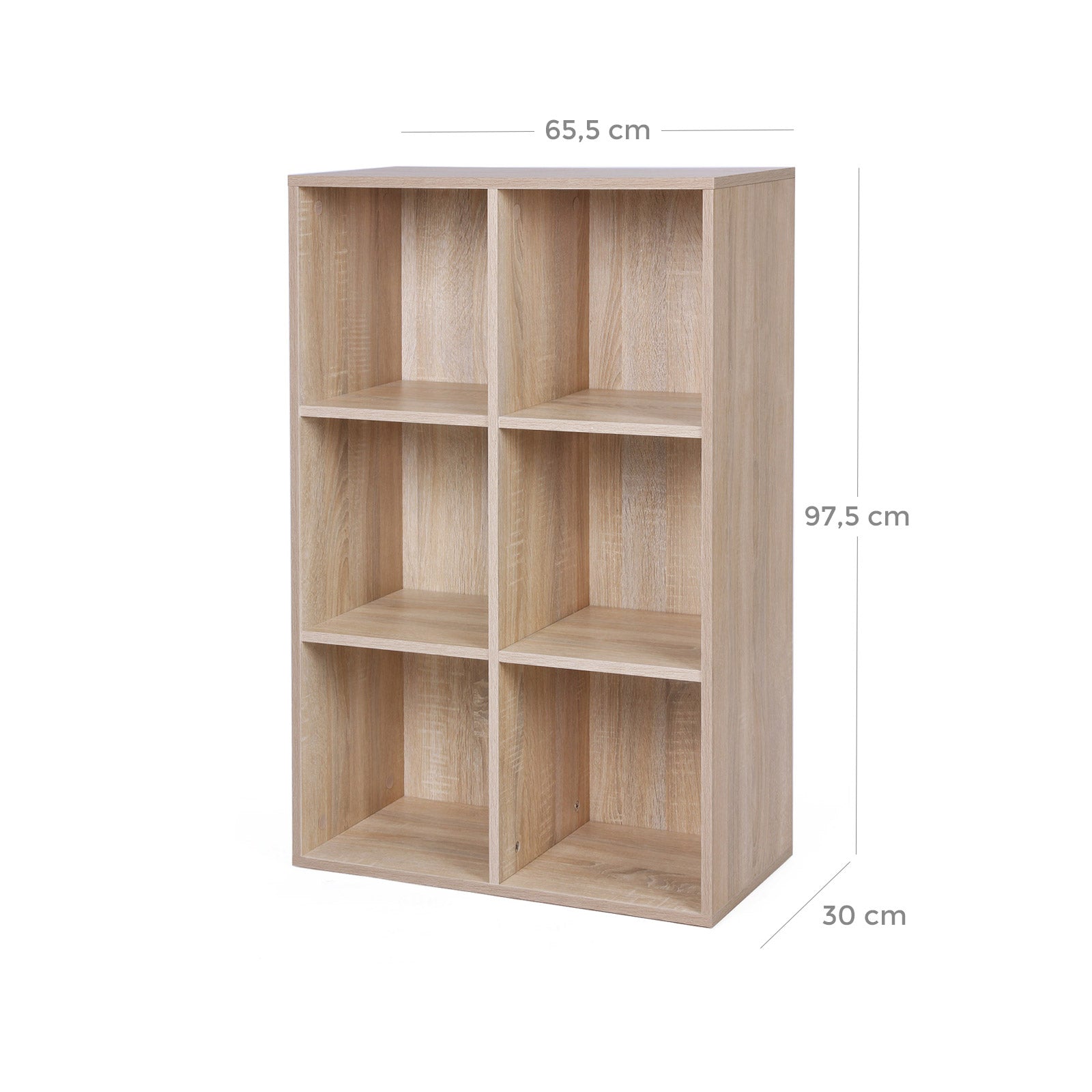 3-Tier Storage Shelf - 6 Compartments - Wood - White