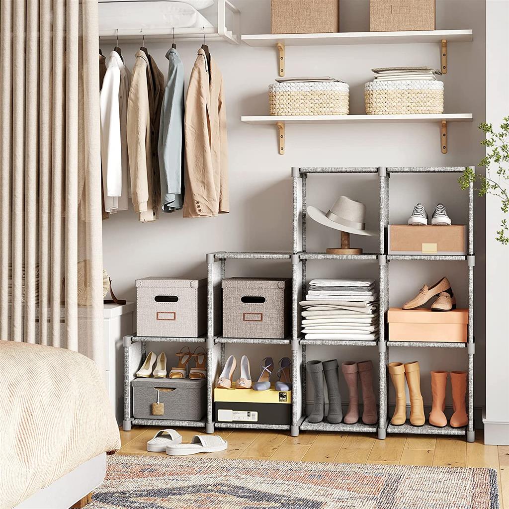 Cube Storage Rack - Engineered Wood - Heather Grey - Versatile Organiser for Living Spaces
