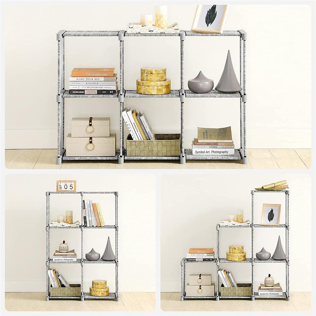 Cube Storage Rack - Engineered Wood - Heather Grey - Versatile Organiser for Living Spaces