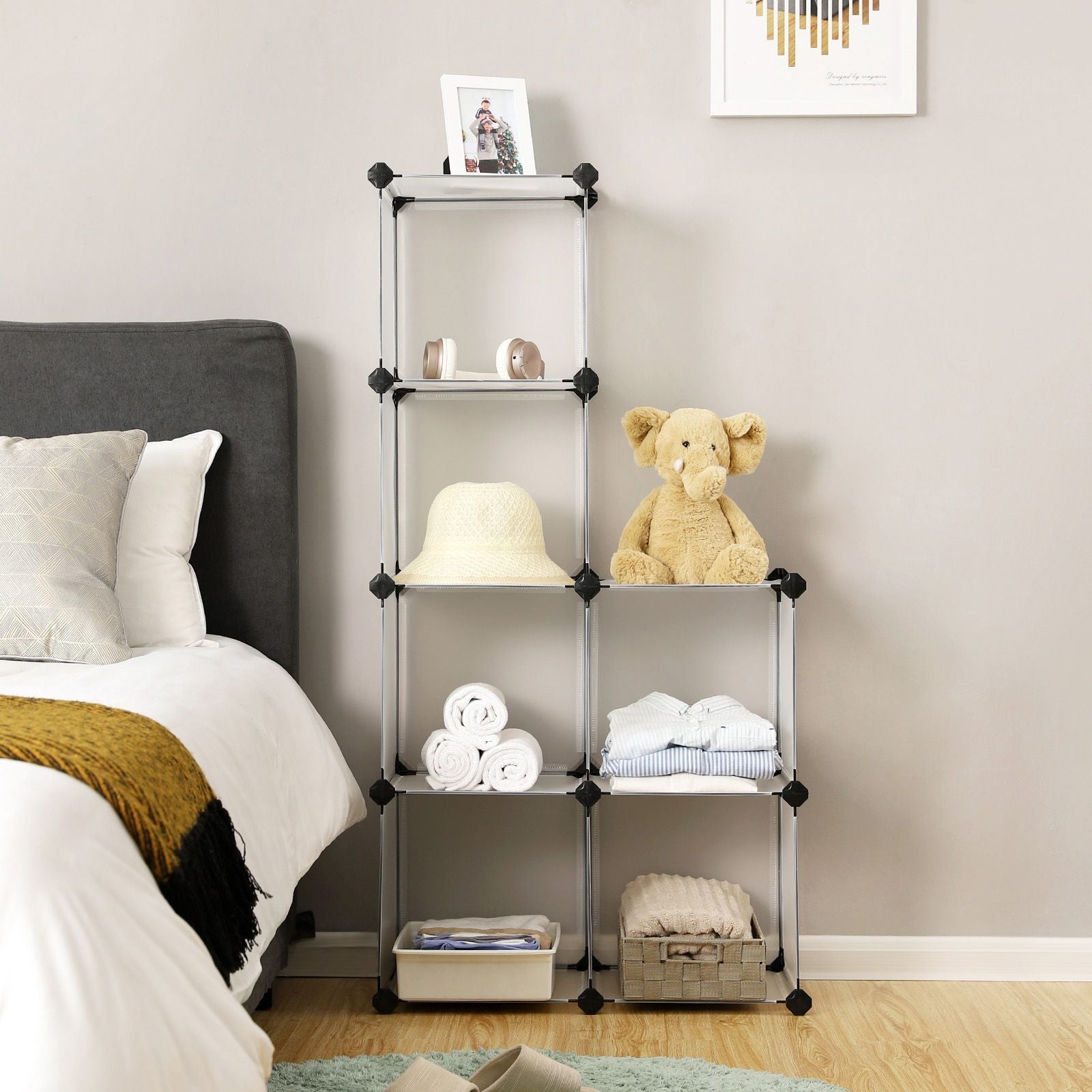 6-Cube Storage Organizer - Plastic - White - Interlocking Design