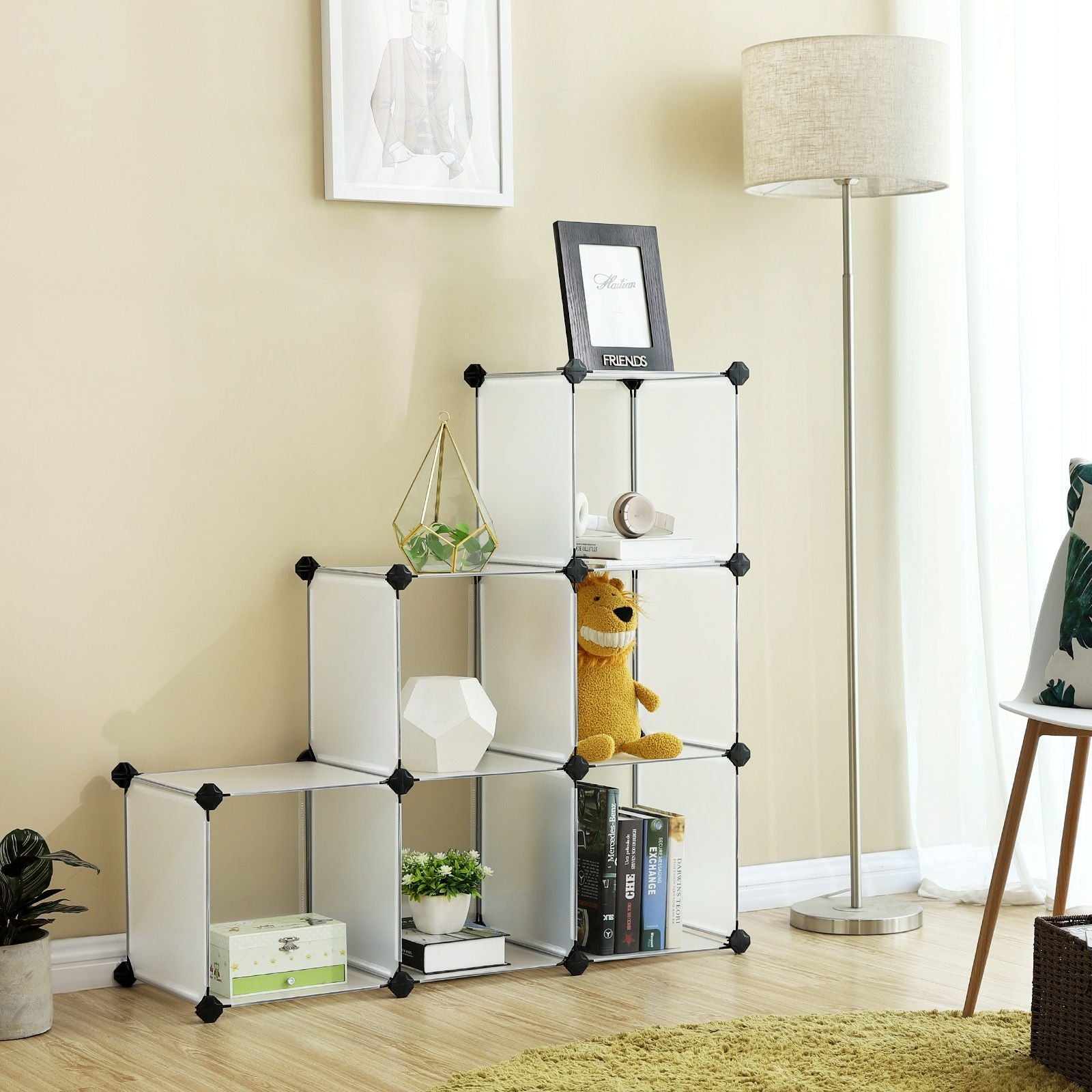 6-Cube Storage Organizer - Plastic - White - Interlocking Design