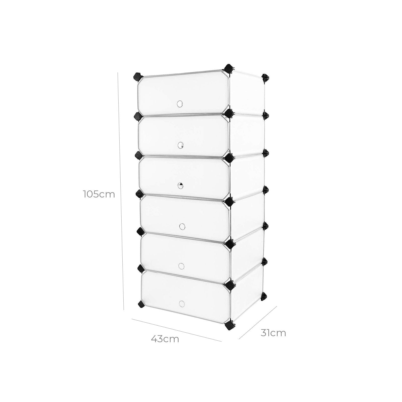 6-Cube Storage Organizer - Plastic - White - Interlocking Design