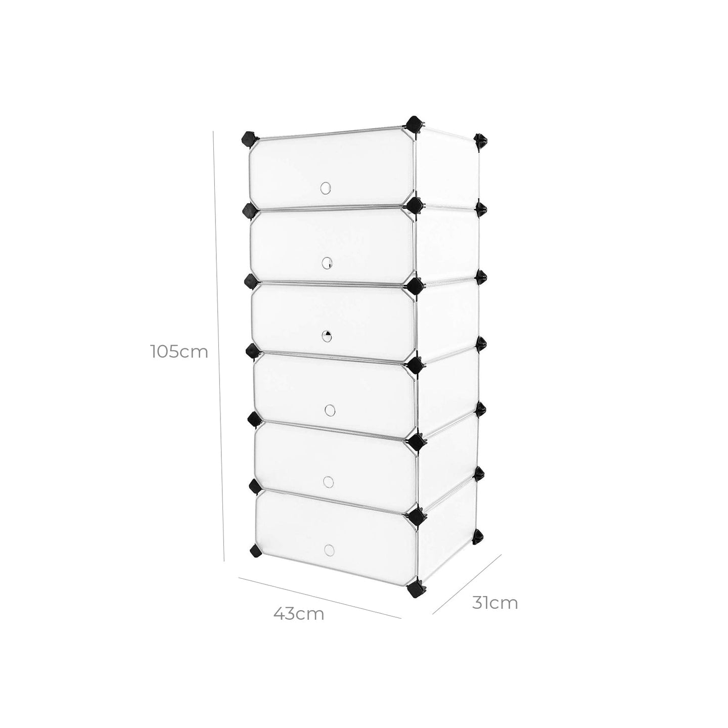 6-Cube Storage Organizer - Plastic - White - Interlocking Design