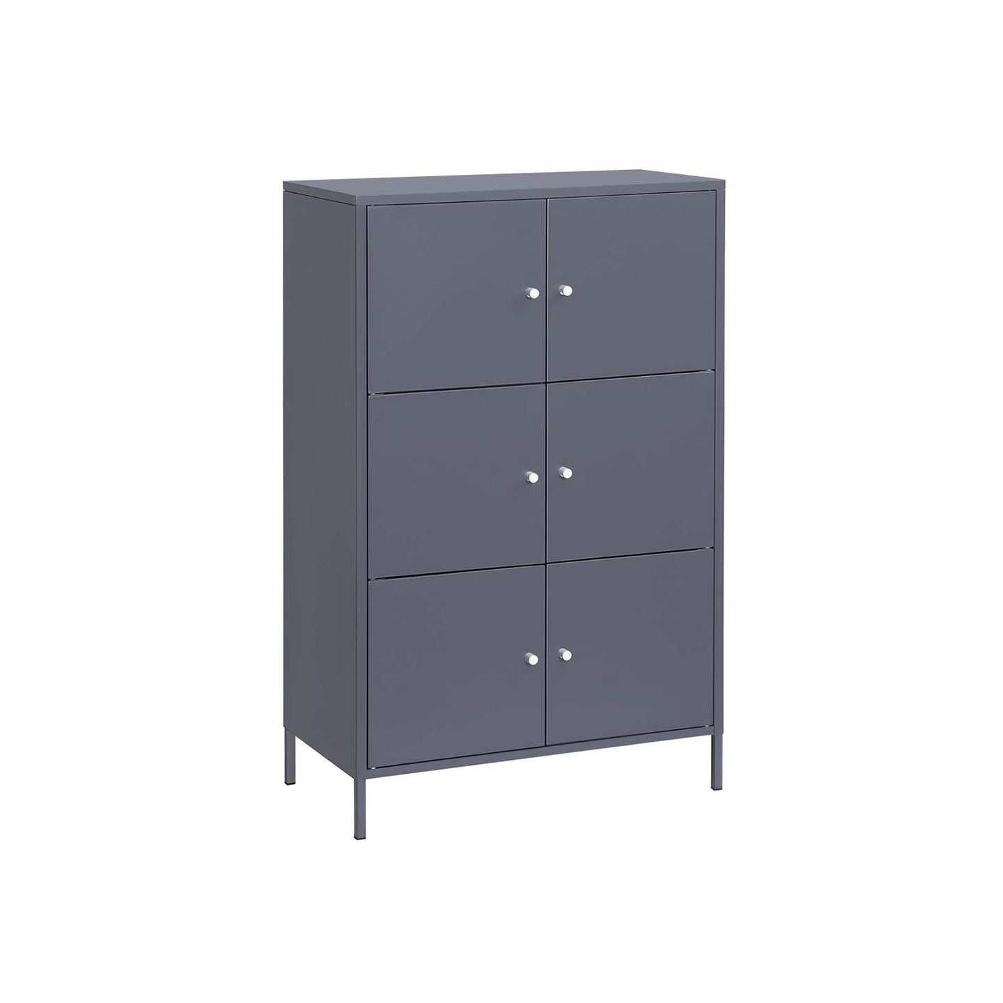 Storage Cabinet - Metal - Grey - 6 Doors
