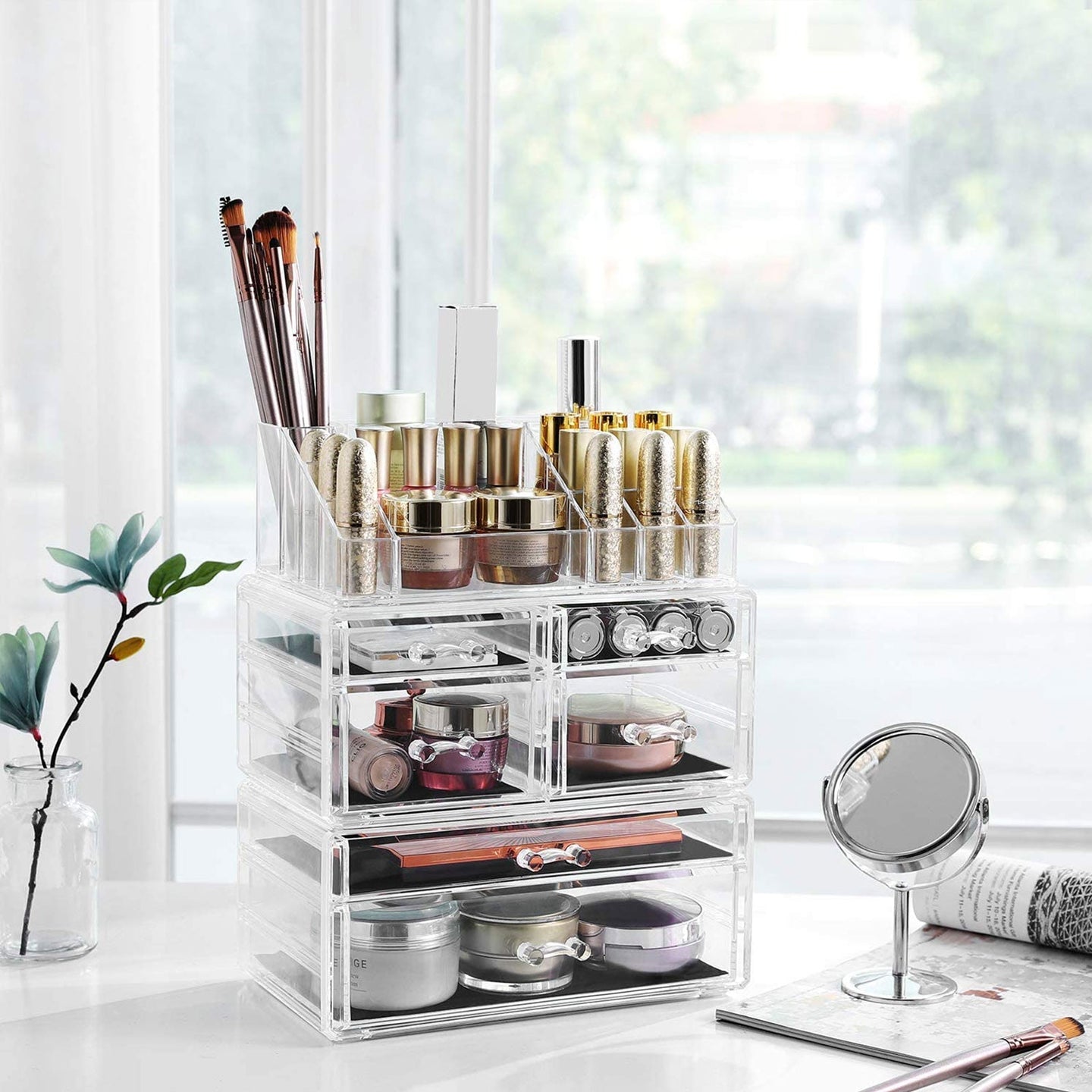 Makeup Organiser - Acrylic - Clear - 6-Drawer Cosmetic Storage Case