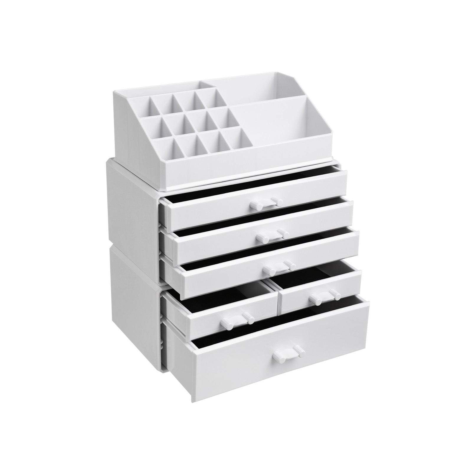 Makeup Organizer - Clear Acrylic - Transparent - Stackable with 6 Drawers