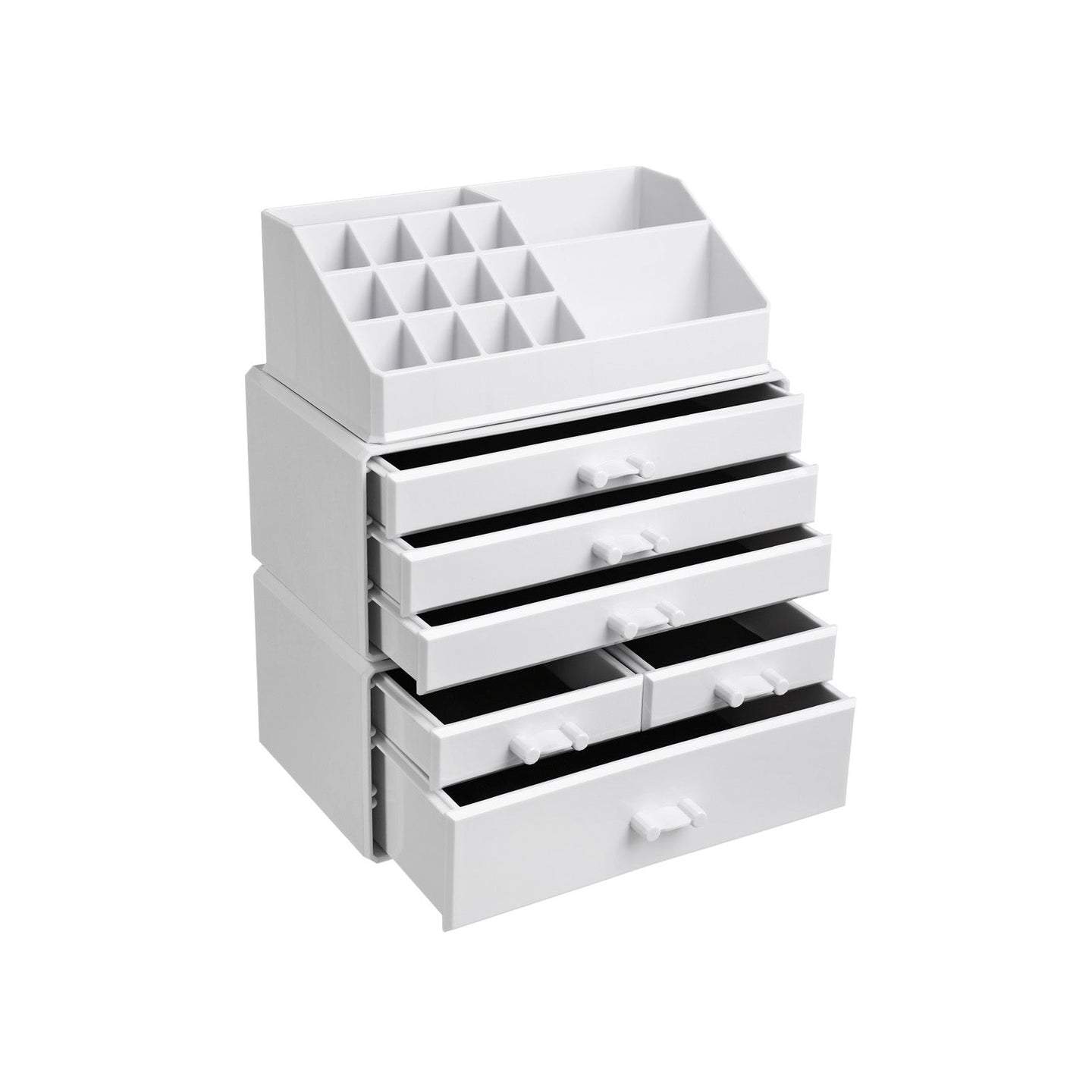 Makeup Organizer - Clear Acrylic - Transparent - Stackable with 6 Drawers