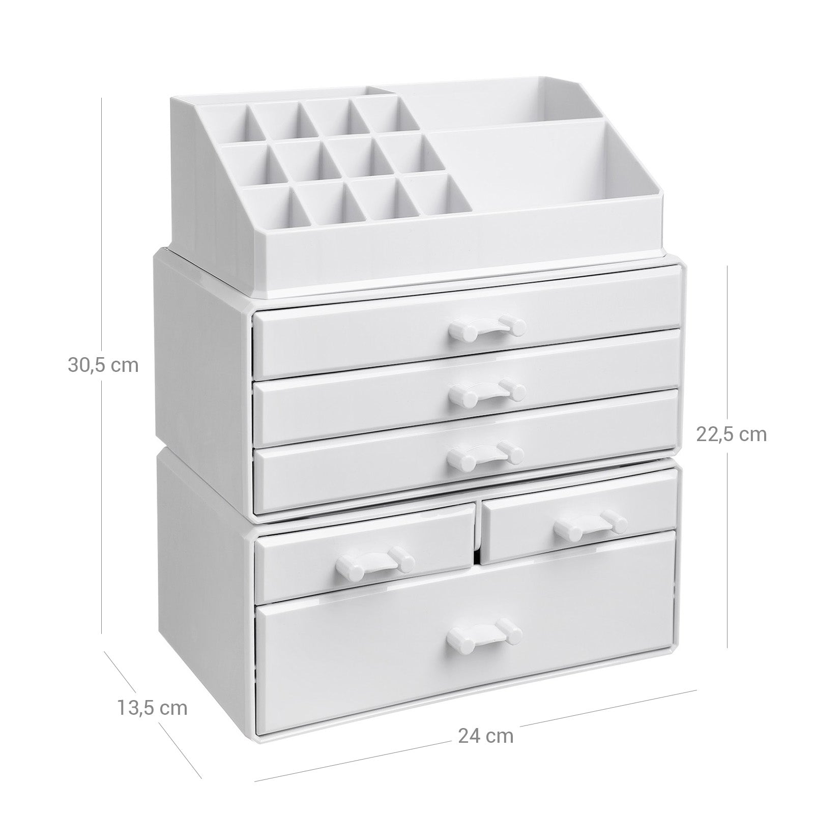Makeup Organizer - Clear Acrylic - Transparent - Stackable with 6 Drawers