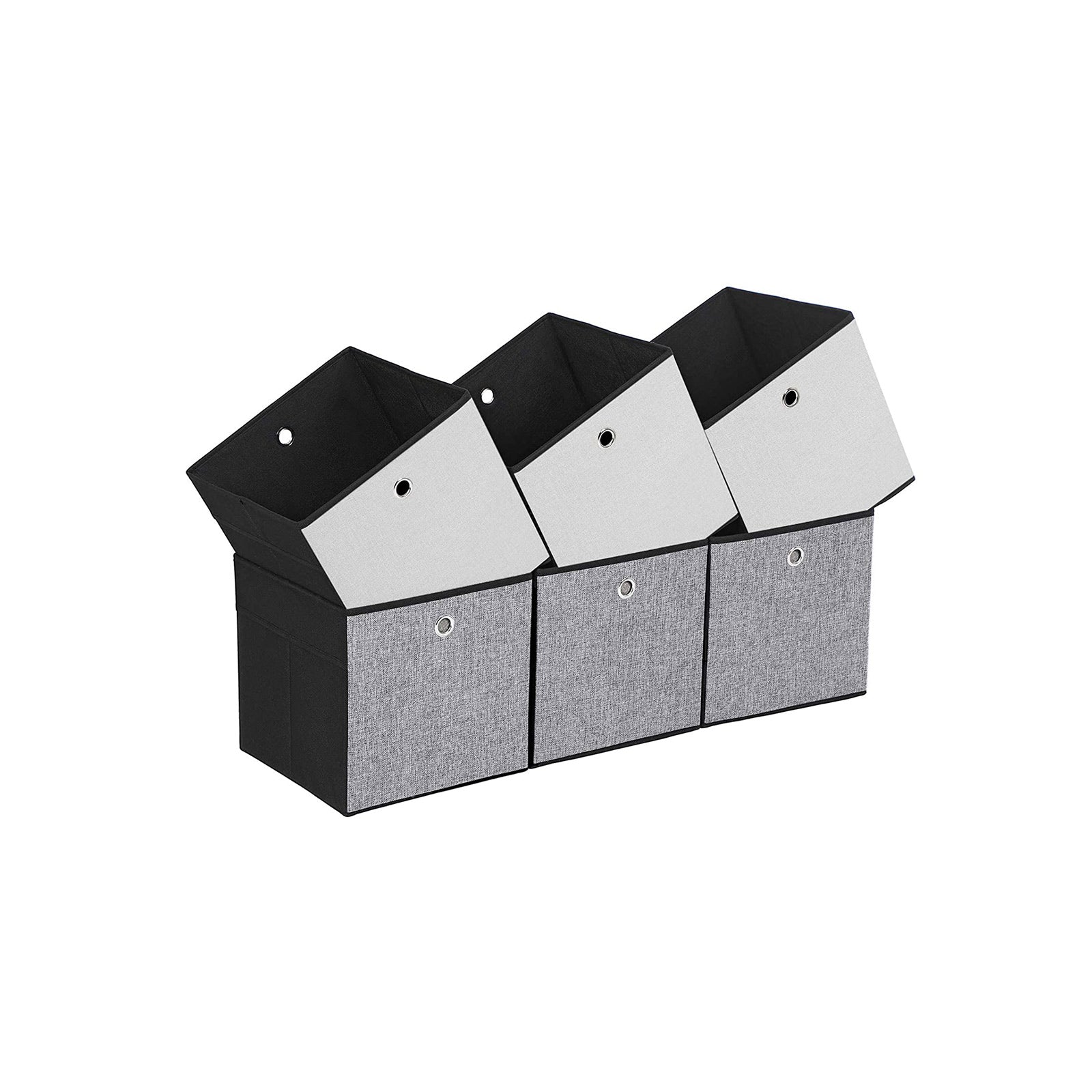Foldable Storage Boxes - Fabric - White, Grey, and Black - Multi-Functional Toy Organizer