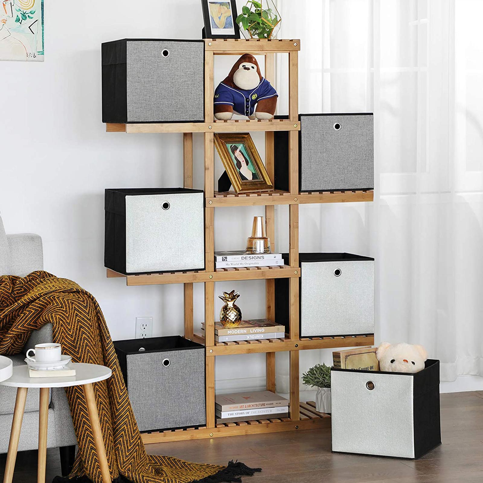 Foldable Storage Boxes - Fabric - White, Grey, and Black - Multi-Functional Toy Organizer