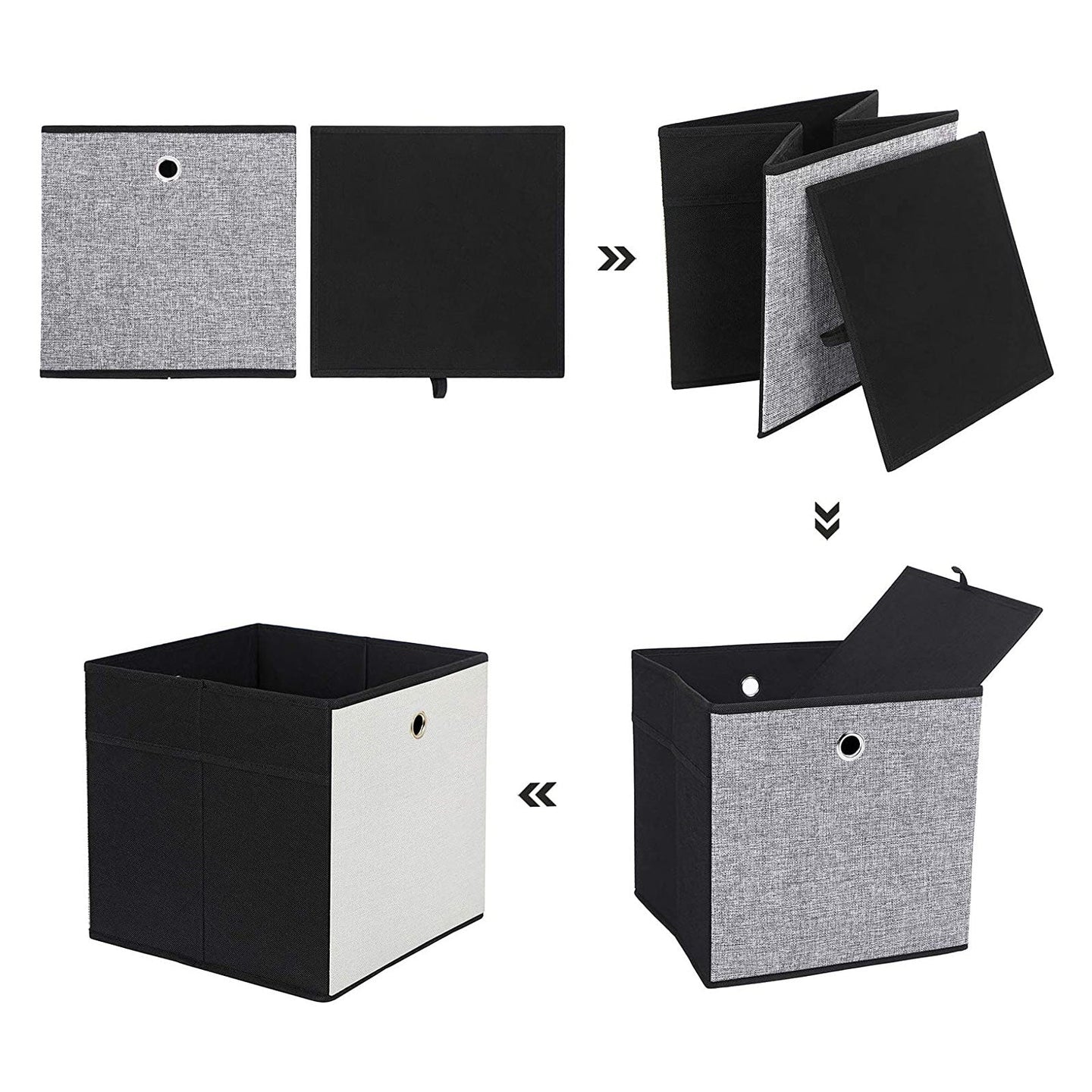 Foldable Storage Boxes - Fabric - White, Grey, and Black - Multi-Functional Toy Organizer