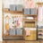 Set of 6 Fabric Foldable Storage Organizer Cubes - 30 x 30 x 30 cm - Grey - With Fingerhole