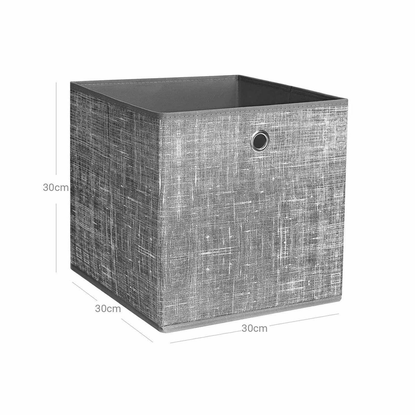 Set of 6 Fabric Foldable Storage Organizer Cubes - 30 x 30 x 30 cm - Grey - With Fingerhole