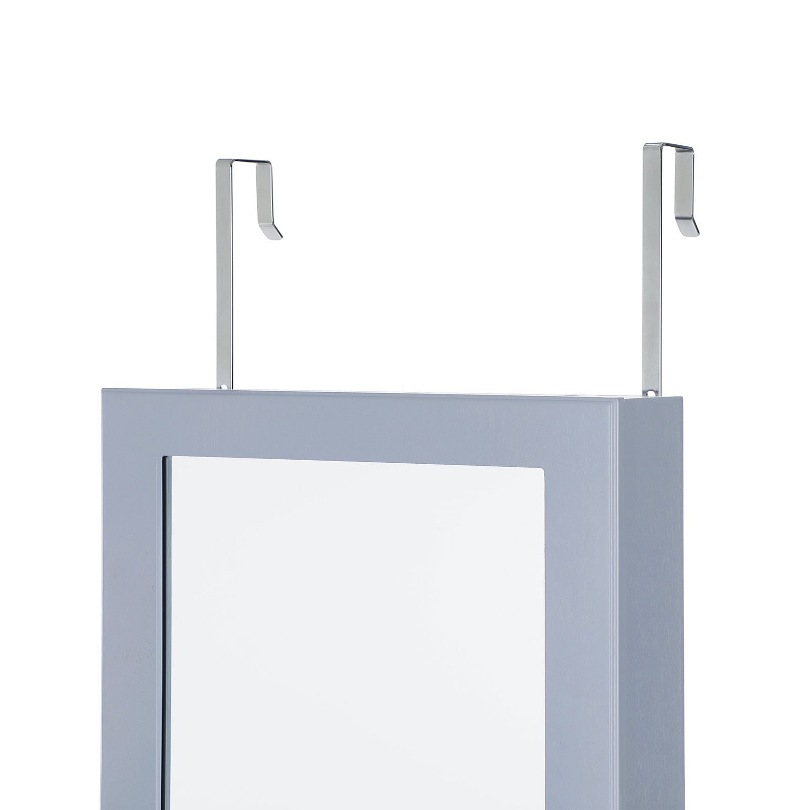 Jewelry Armoire - Wood - Grey - Lockable Wall-Mounted with Mirror and 6 LEDs