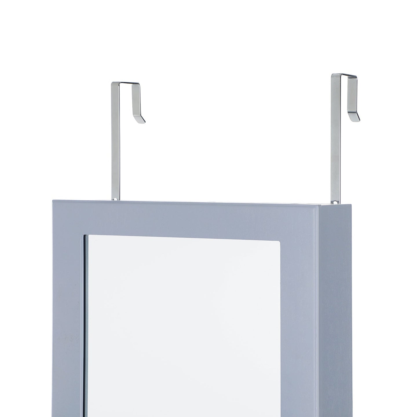 Jewelry Armoire - Wood - Grey - Lockable Wall-Mounted with Mirror and 6 LEDs