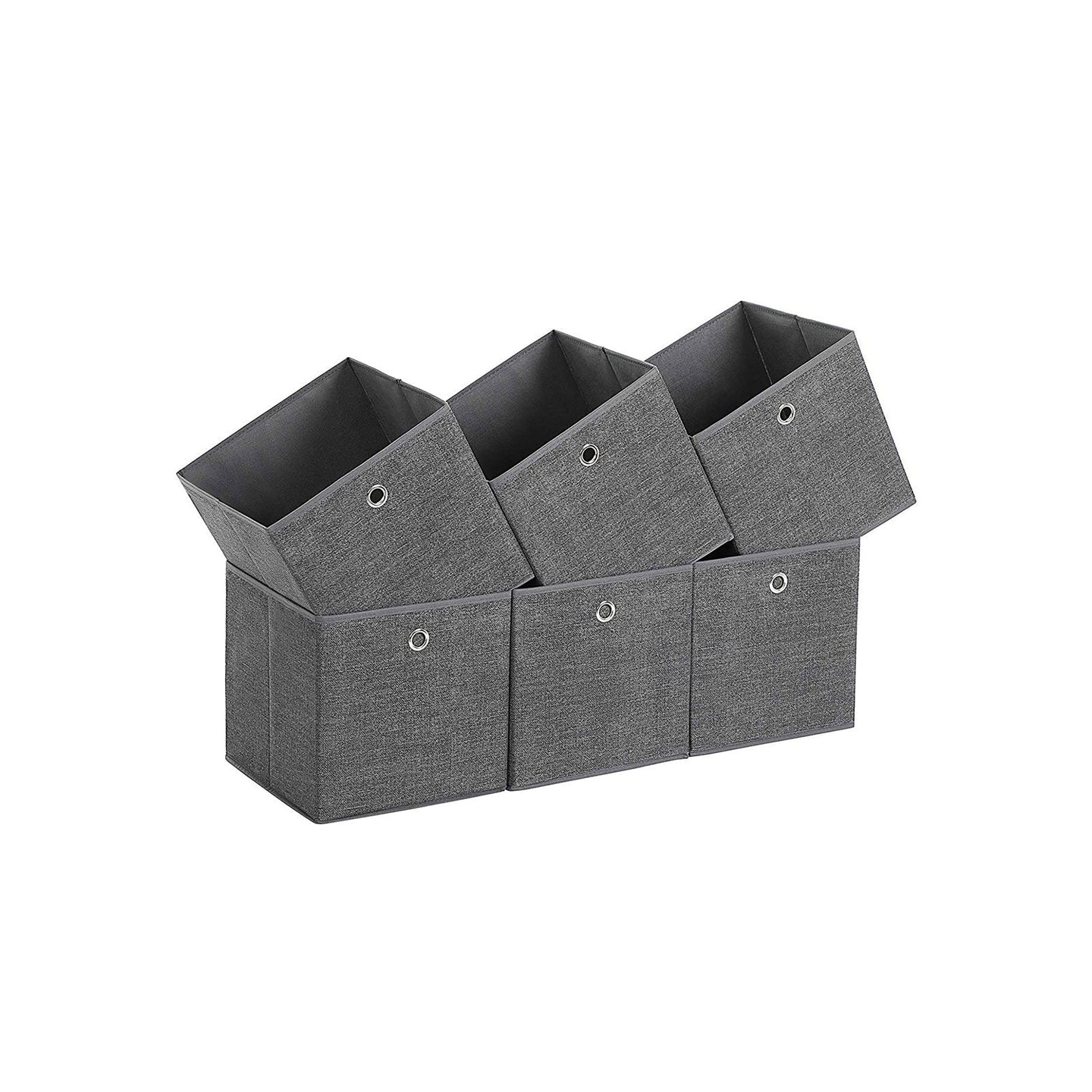 Storage Boxes Set - Fabric - Grey - Foldable Organiser Bins for Toys and Clothes