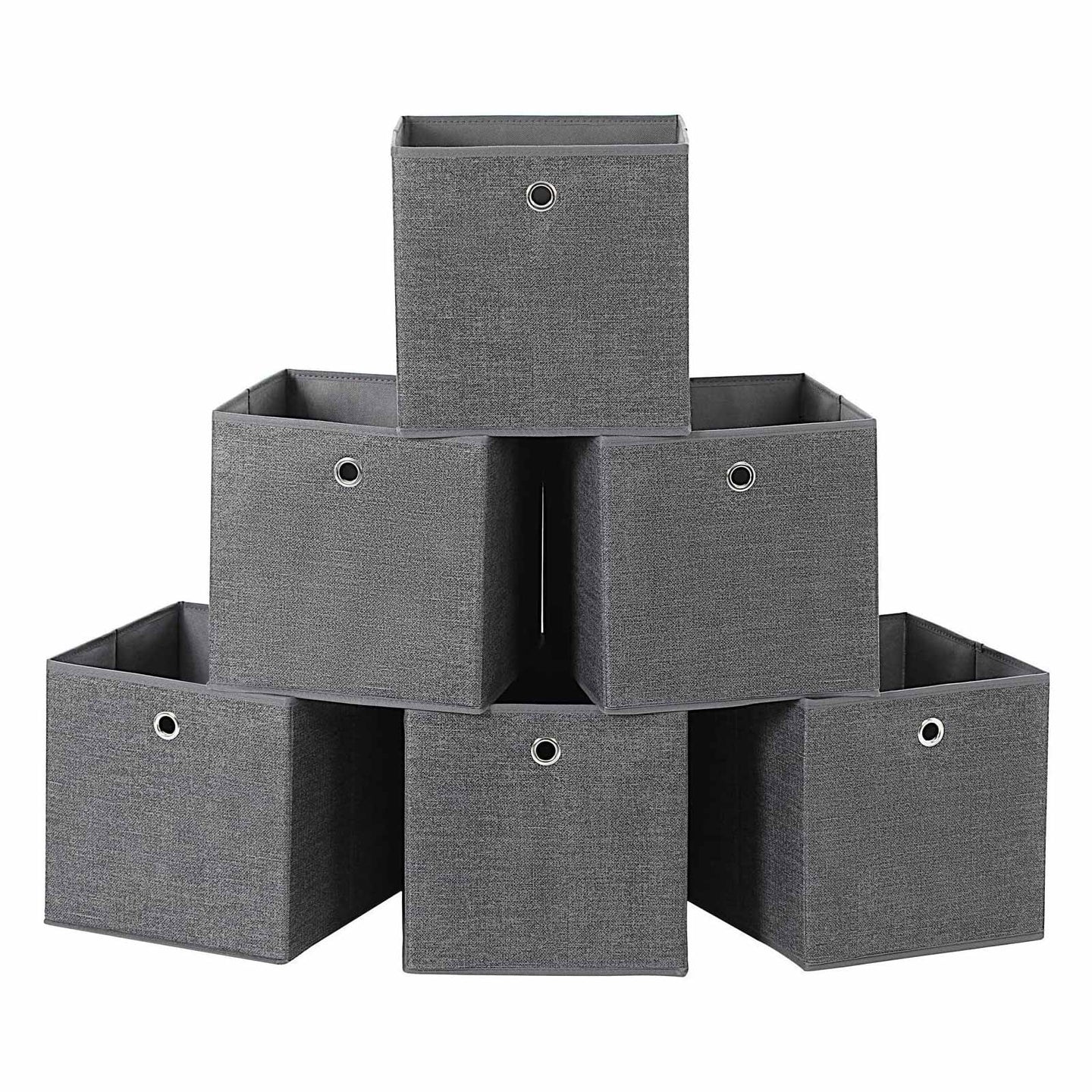 Storage Boxes Set - Fabric - Grey - Foldable Organiser Bins for Toys and Clothes