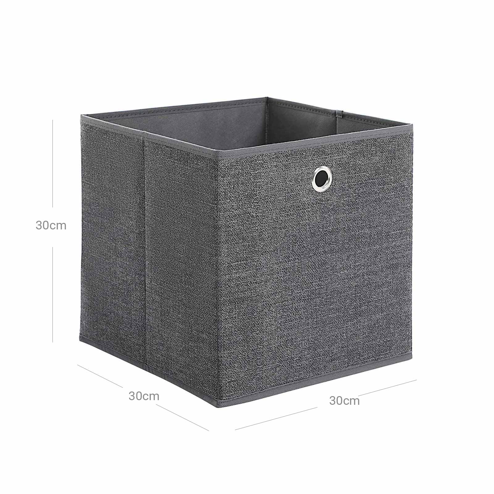 Storage Boxes Set - Fabric - Grey - Foldable Organiser Bins for Toys and Clothes