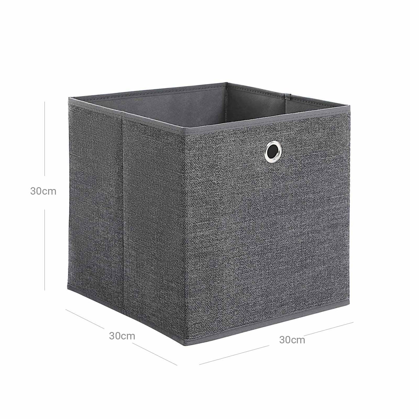 Storage Boxes Set - Fabric - Grey - Foldable Organiser Bins for Toys and Clothes