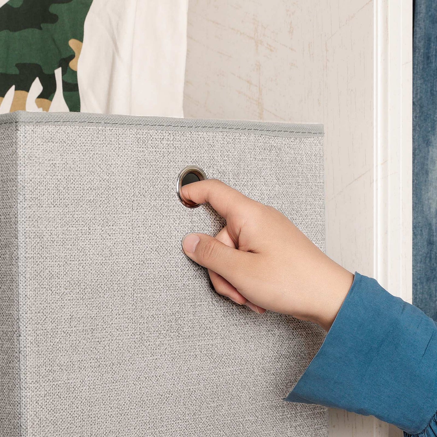 Set of 6 Foldable Fabric Storage Cubes - Grey - Toy and Clothes Organizer Bins