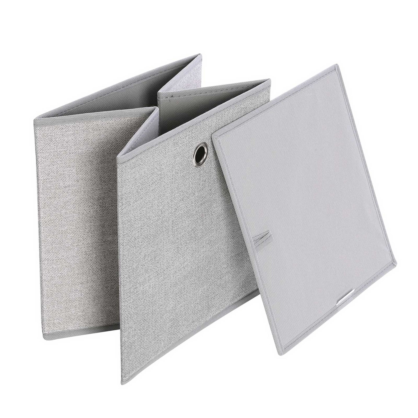 Set of 6 Foldable Fabric Storage Cubes - Grey - Toy and Clothes Organizer Bins