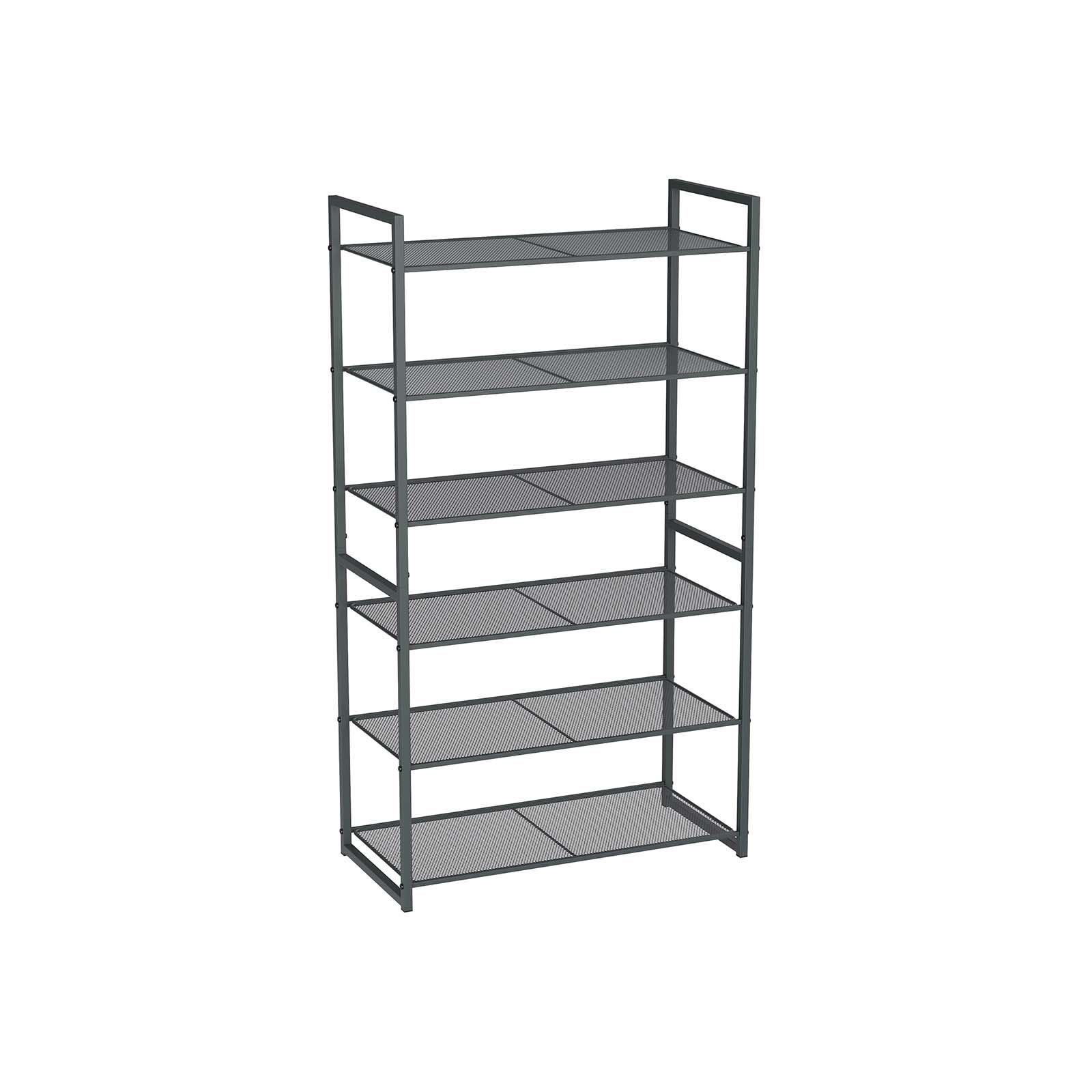 6 Tier Shoe Rack - Metal - Smoky Grey - Stackable Storage for 18-24 Pairs of Shoes