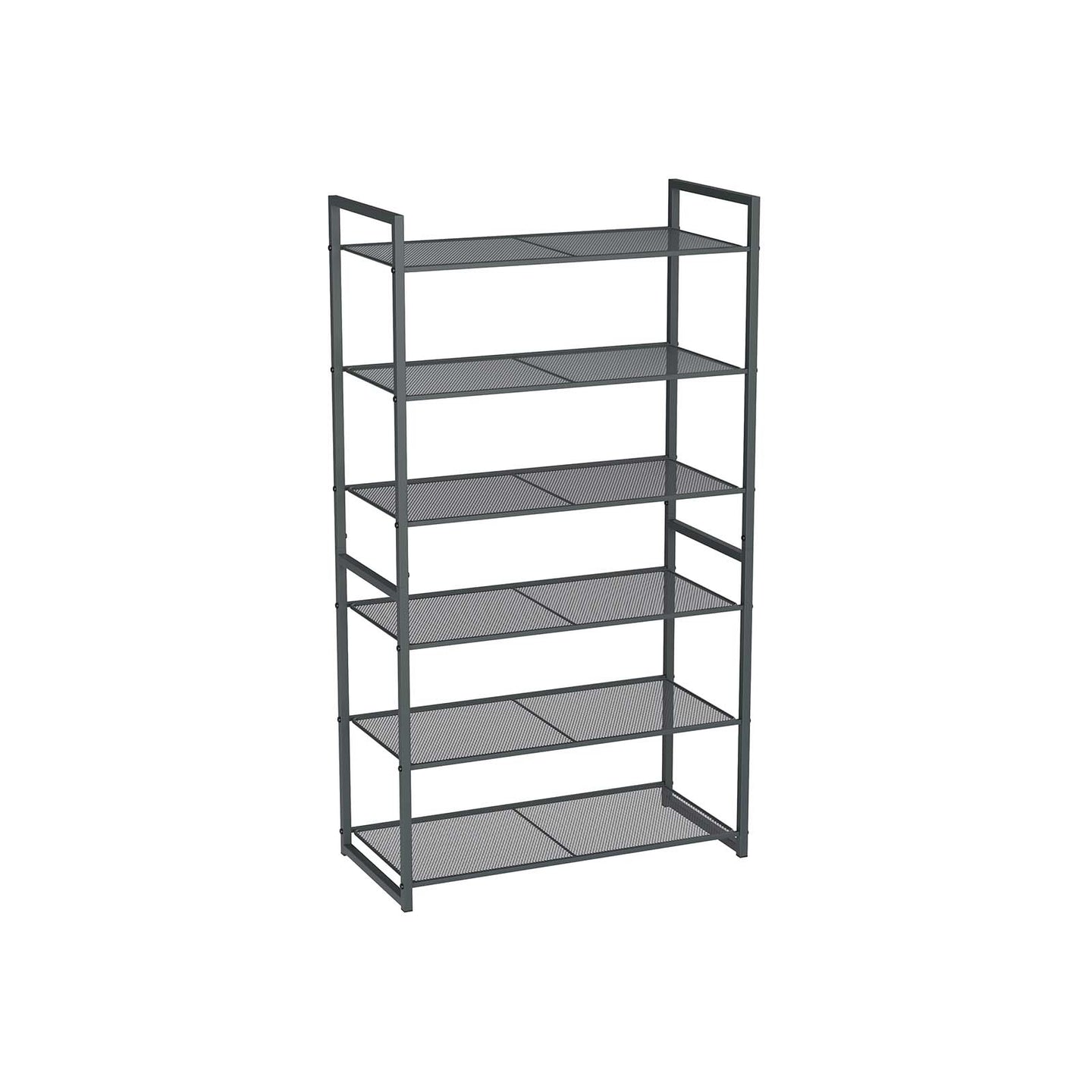 6 Tier Shoe Rack - Metal - Smoky Grey - Stackable Storage for 18-24 Pairs of Shoes