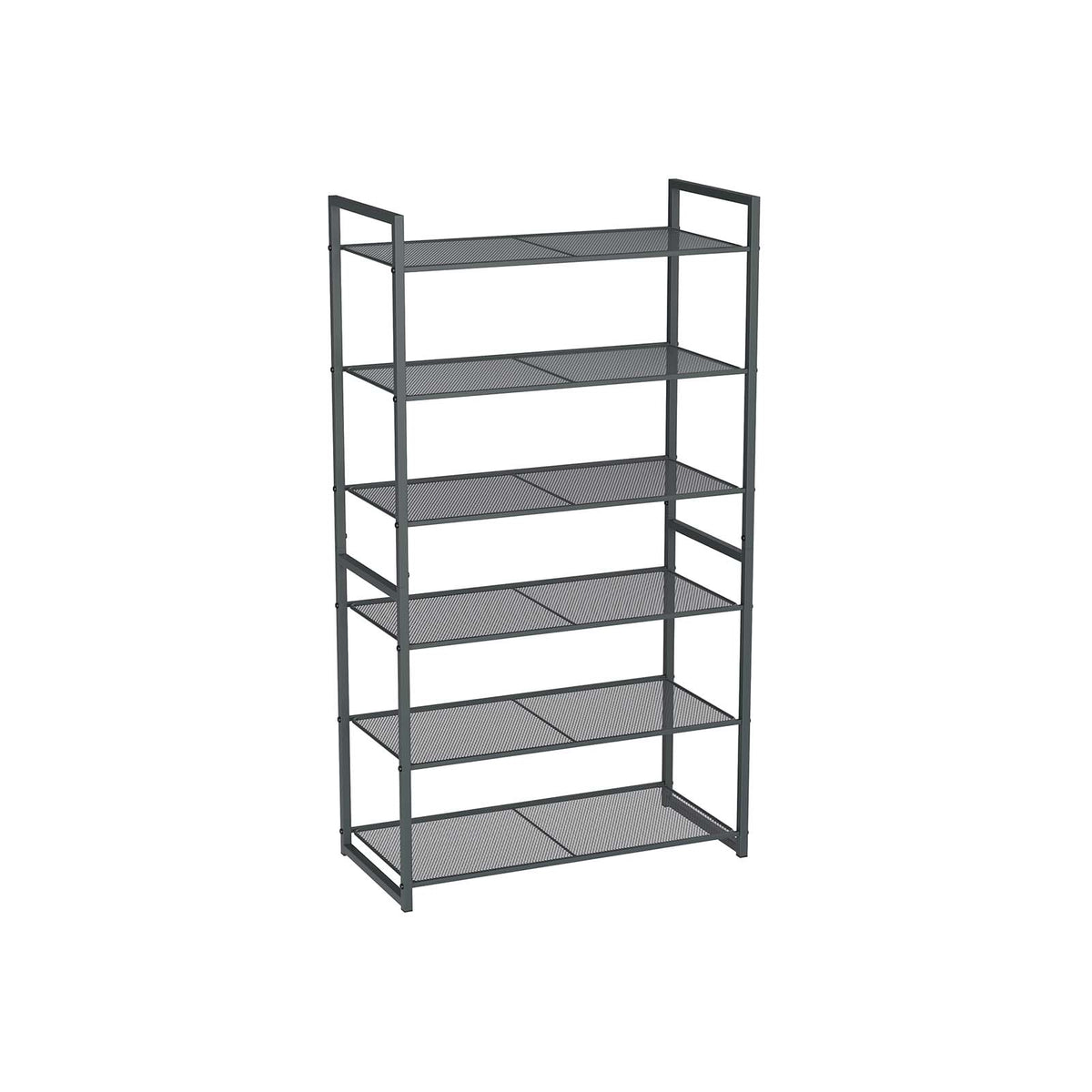 6 Tier Shoe Rack - Metal - Smoky Grey - Stackable Storage for 18-24 Pairs of Shoes