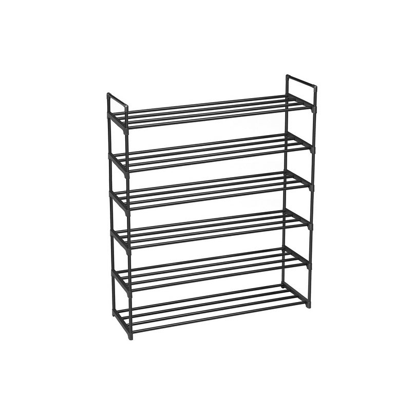 6-Tier Shoe Rack - Metal - Black - Holds Up to 30 Pairs of Shoes