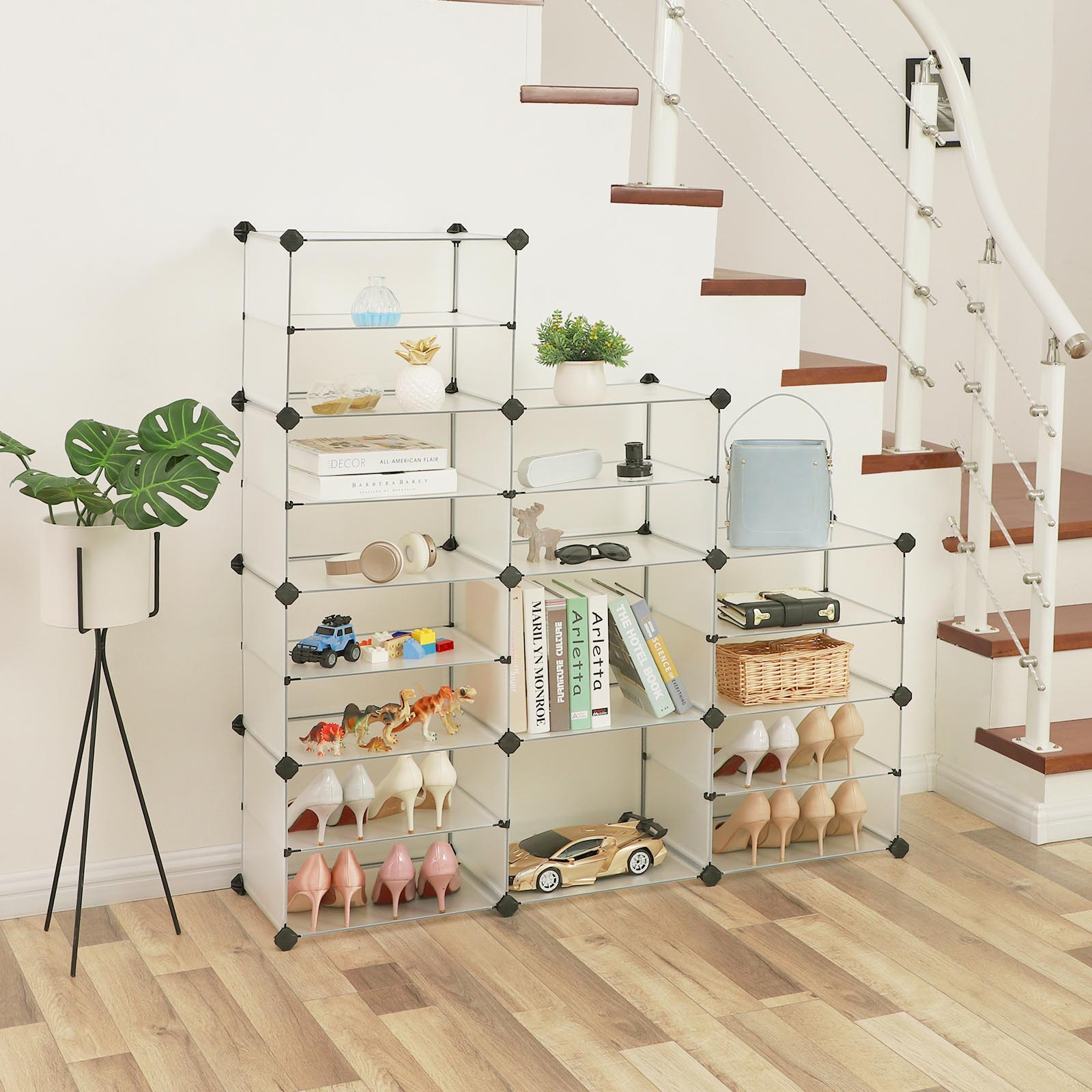 Cube Organizer - 6 Tiers with Dividers - Plastic - White