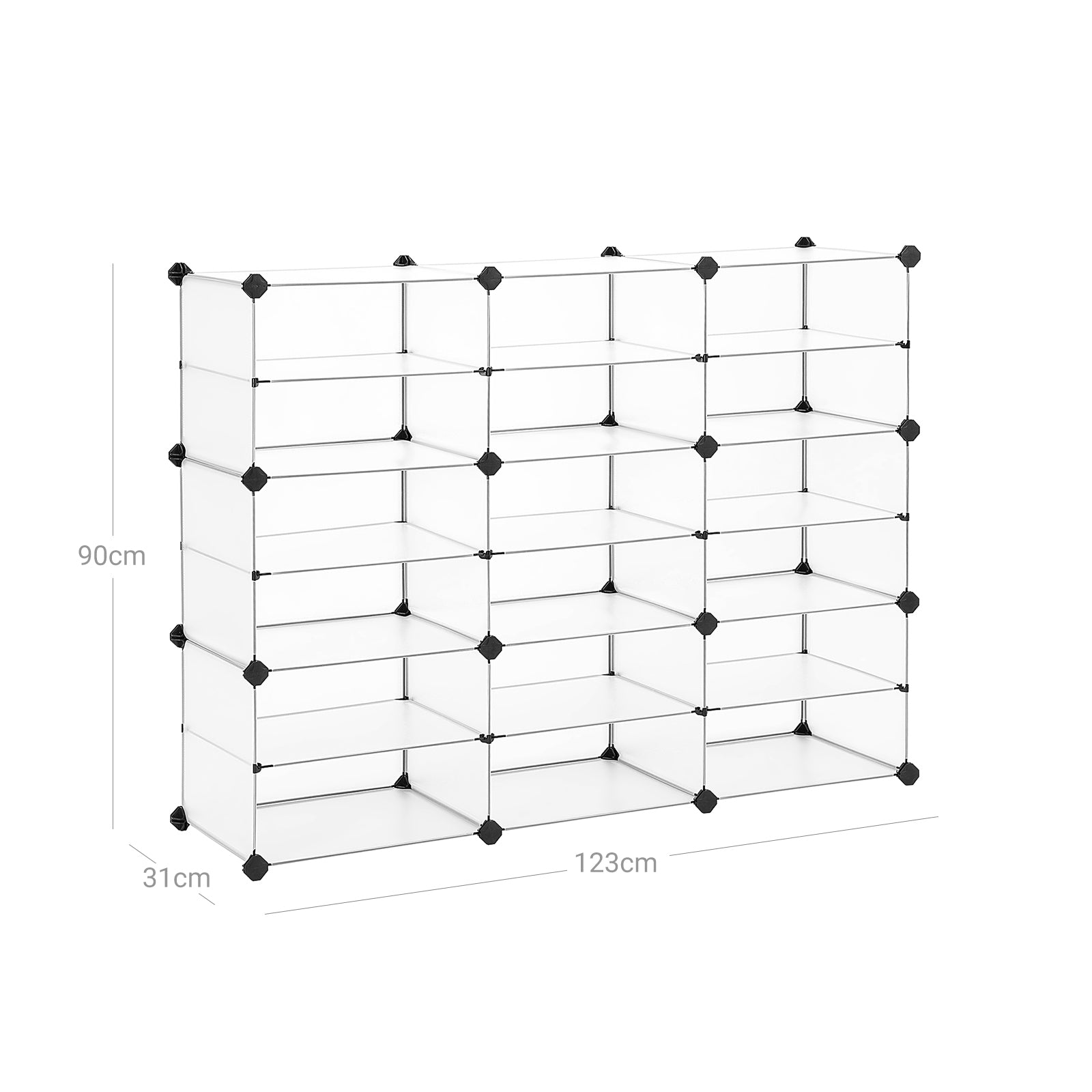 Cube Organizer - 6 Tiers with Dividers - Plastic - White