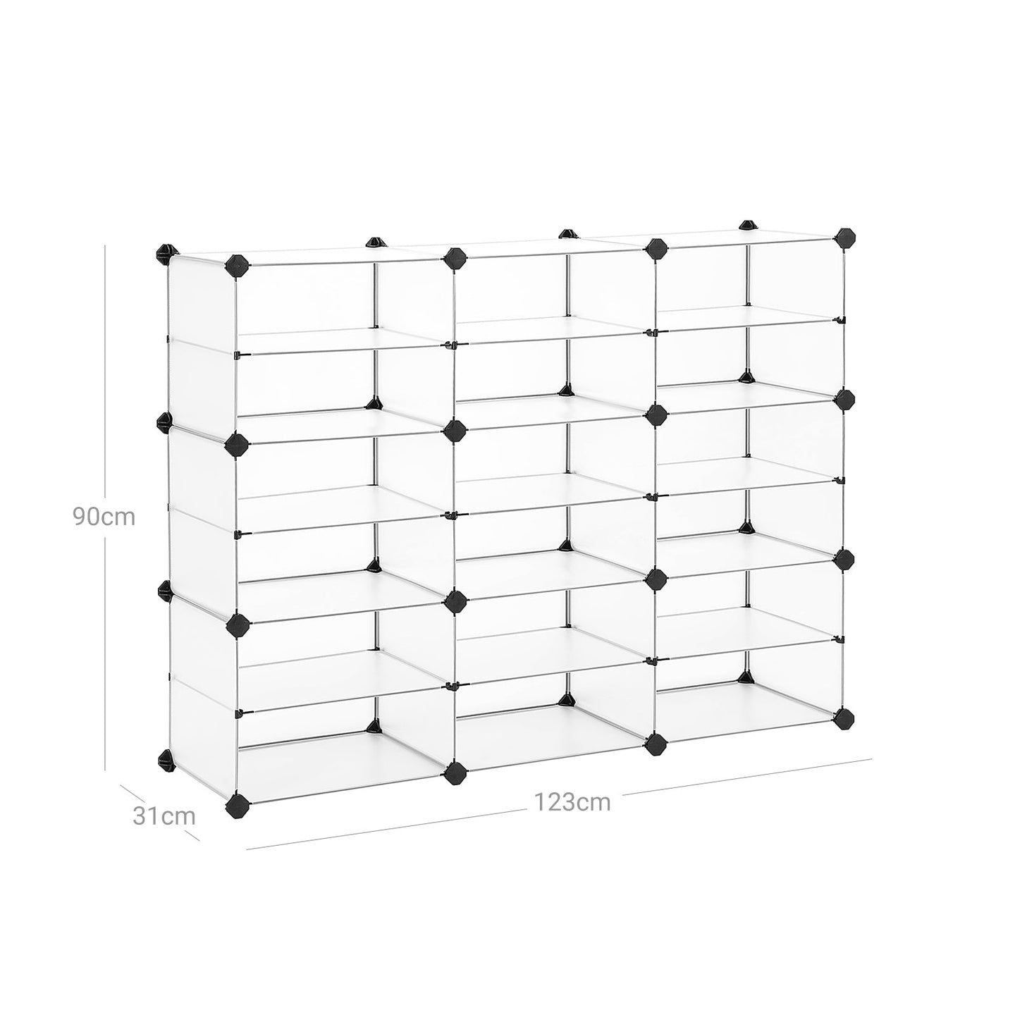 Cube Organizer - 6 Tiers with Dividers - Plastic - White