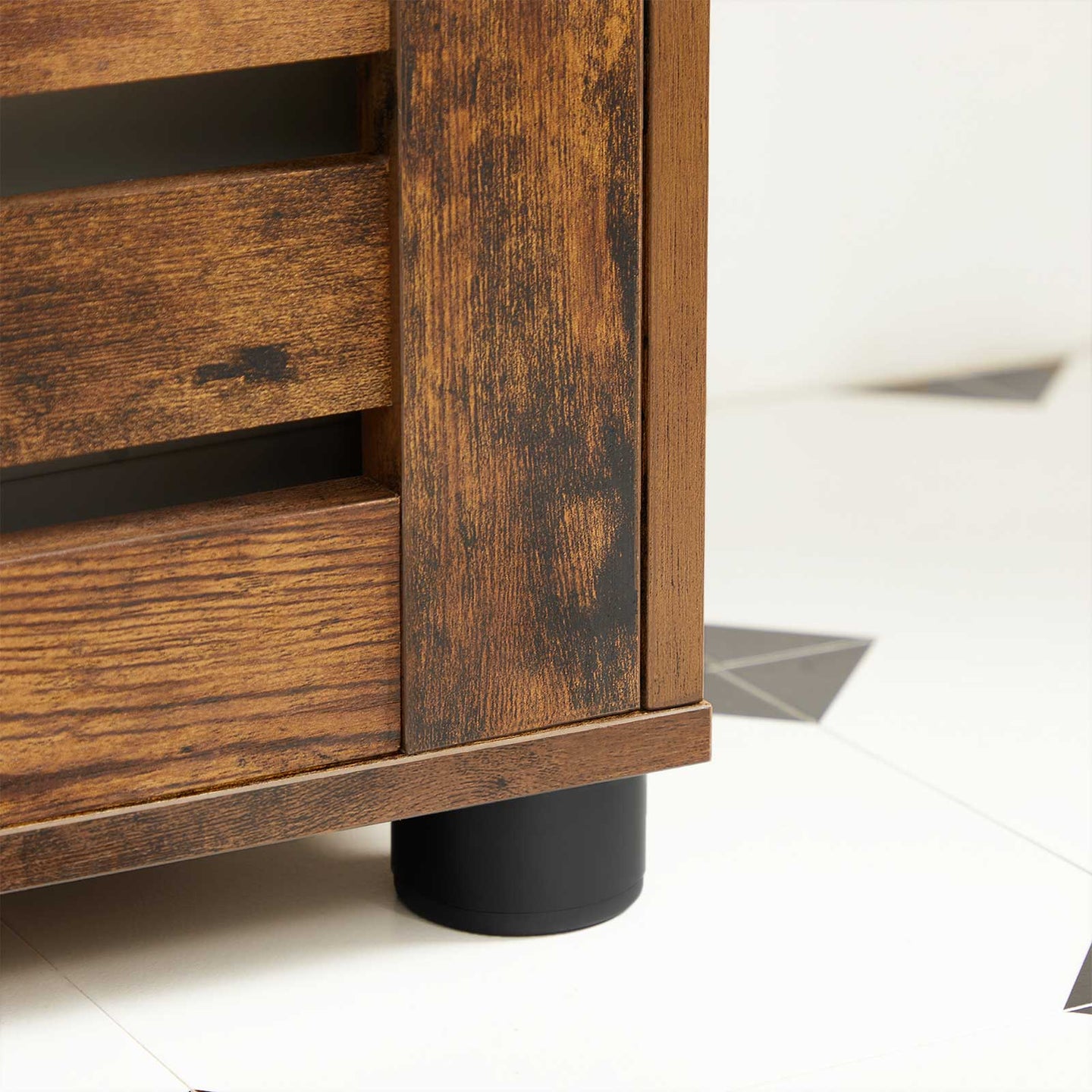 Bathroom Floor Cabinet - Wood - Rustic Brown - Multipurpose with Adjustable Shelf and Louvred Doors
