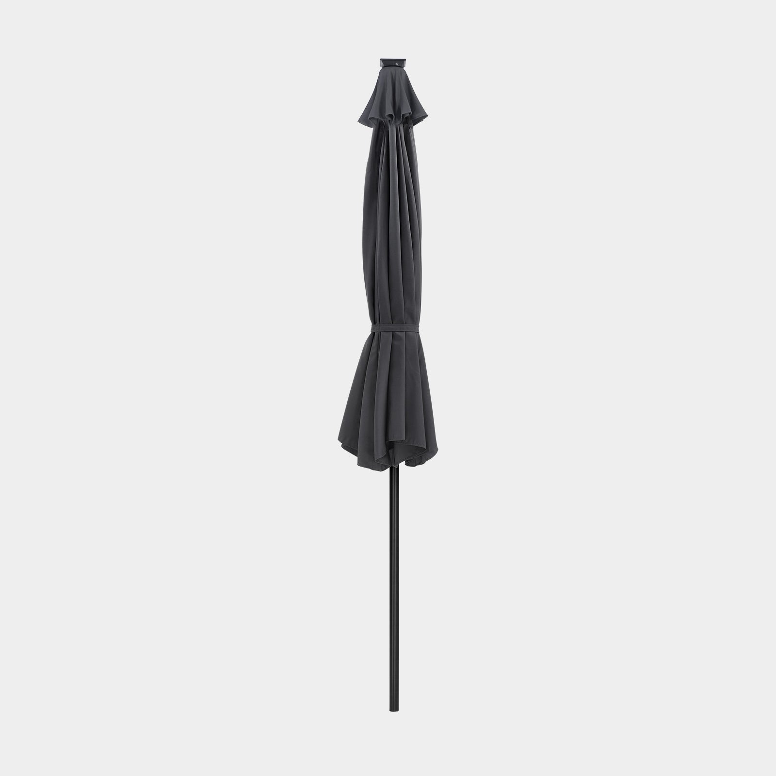 Large Patio Sun Umbrella - Fabric - Grey - Solar-Powered LED Lights