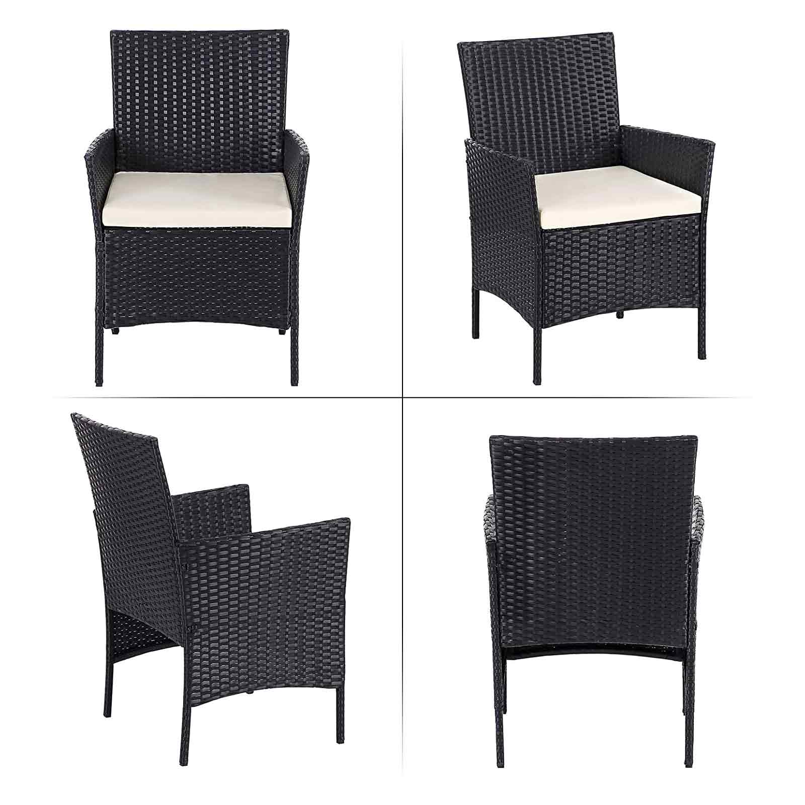Garden Furniture Set - Black and Beige - Polyrattan