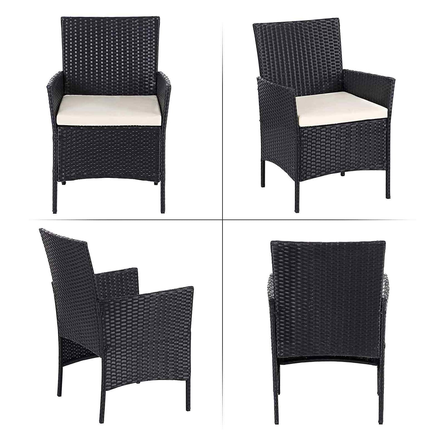 Garden Furniture Set - Black and Beige - Polyrattan