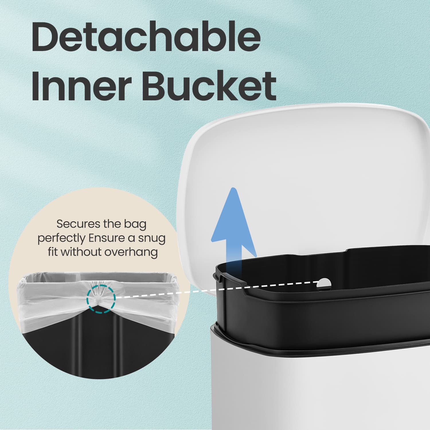 Waste Bin - Stainless Steel - White - 50L