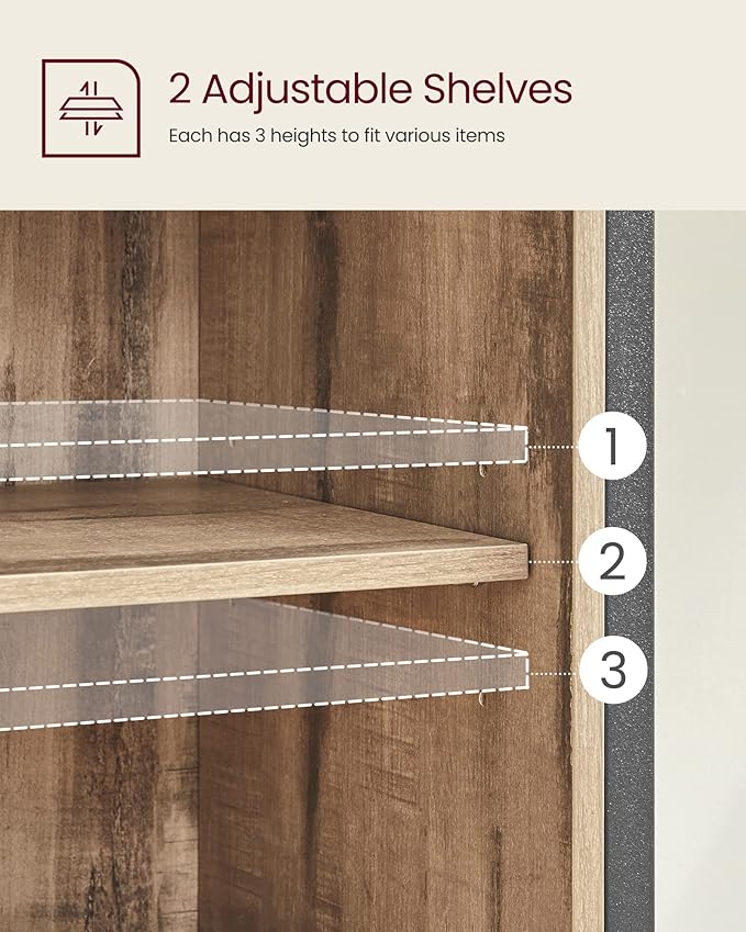 Freestanding Storage Cabinet - Wood - Rustic Brown and Black - Sliding Barn Door and Drawer