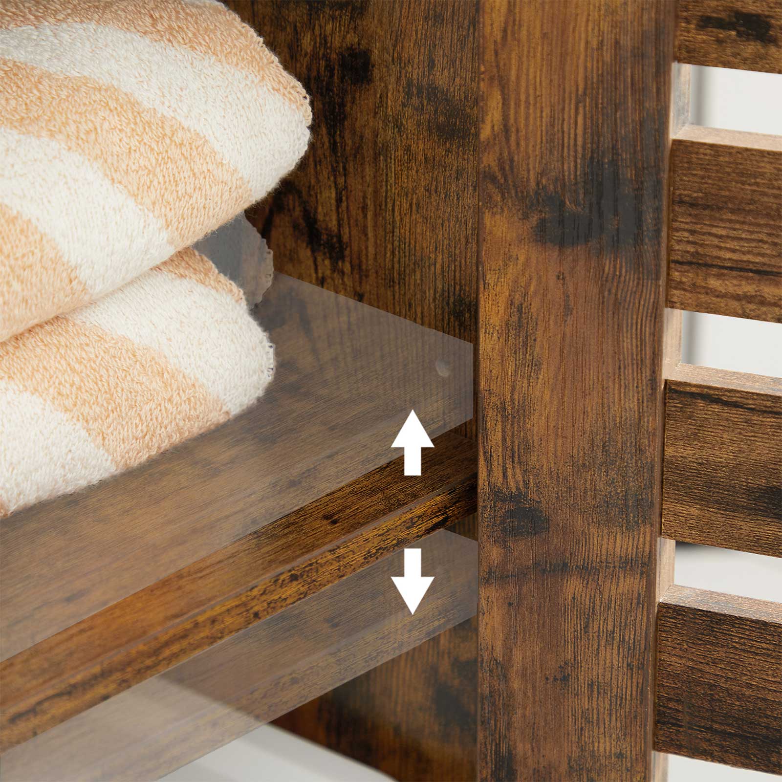 Bathroom Floor Cabinet - Wood - Rustic Brown - Multipurpose with Adjustable Shelf and Louvred Doors