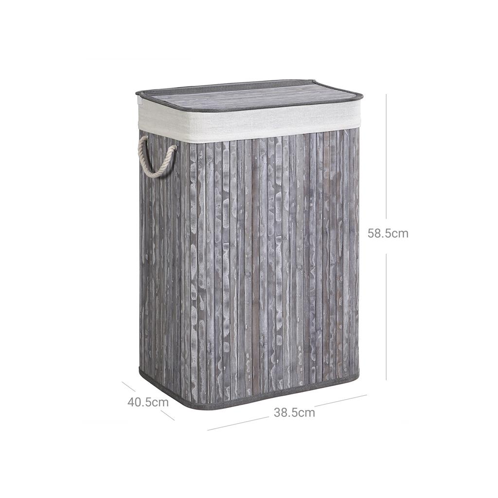 Laundry Hamper - Bamboo - Distressed Grey - 72L Capacity