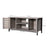 TV Console Unit - Wood - Rustic Brown - Louvered Doors