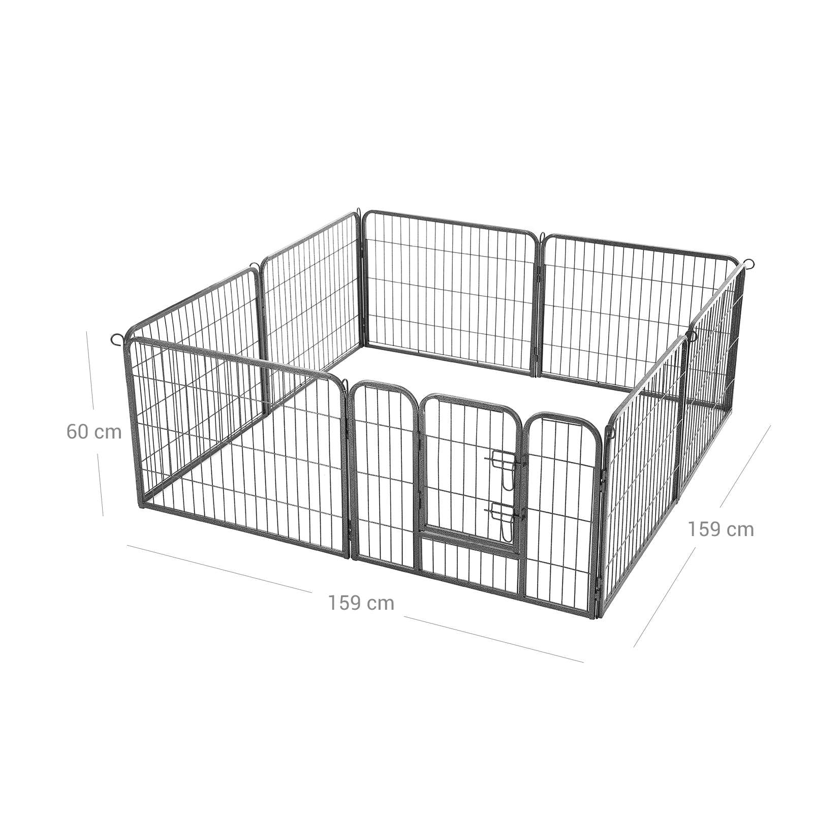 8 Panel Pet Playpen - Heavy Duty Metal - Black - Foldable and Playpen Design