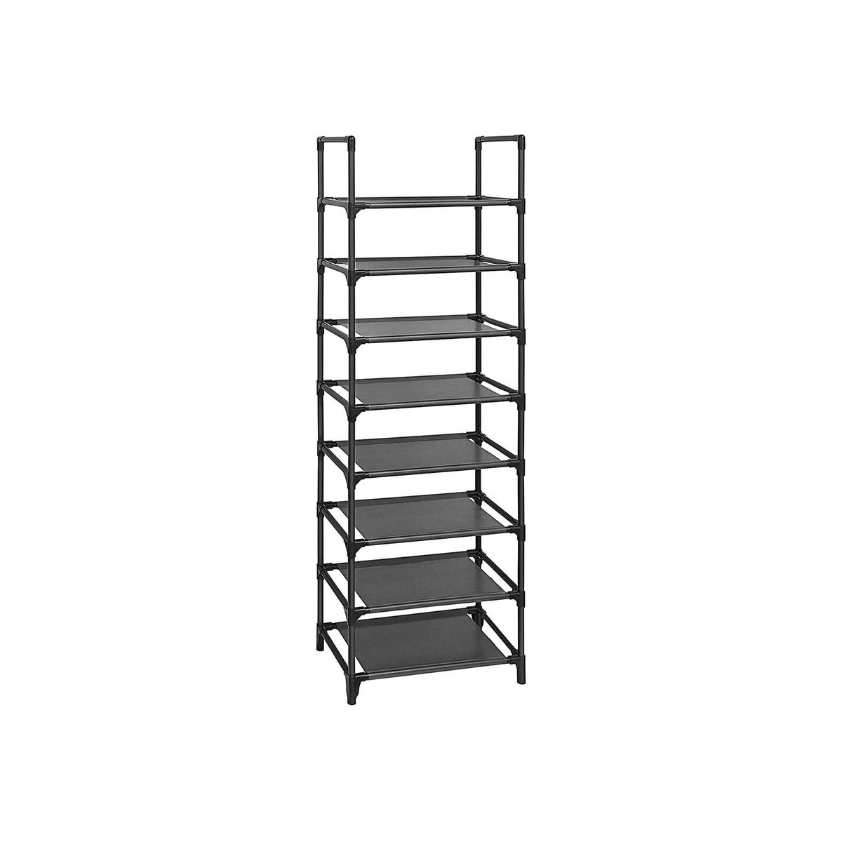 8-Tier Shoe Rack - Iron - Black - Versatile Organizer for 16-20 Pairs