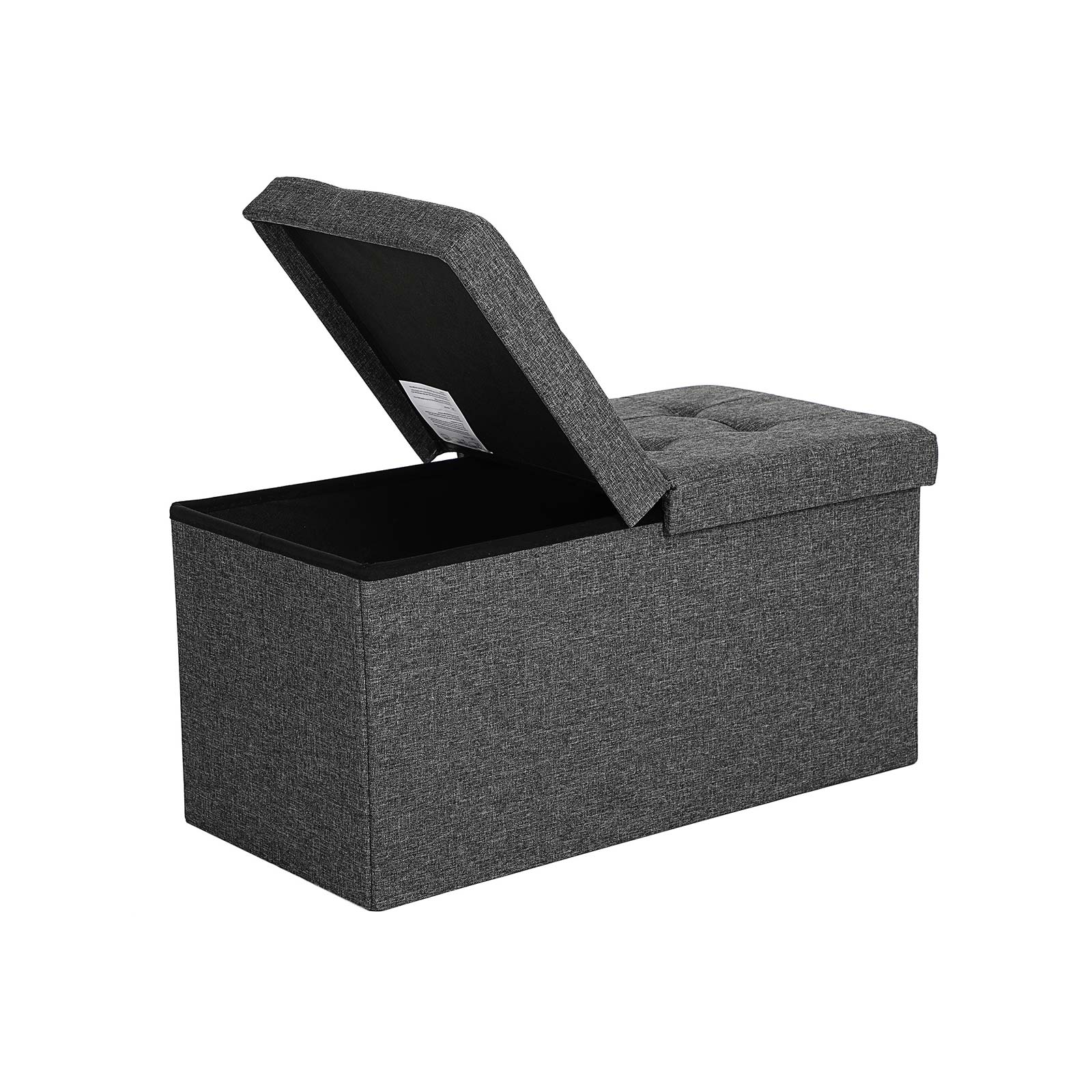 Linen Look Ottoman - Foam - Dark Grey - Folding Design