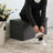 Linen Look Ottoman - Foam - Dark Grey - Folding Design