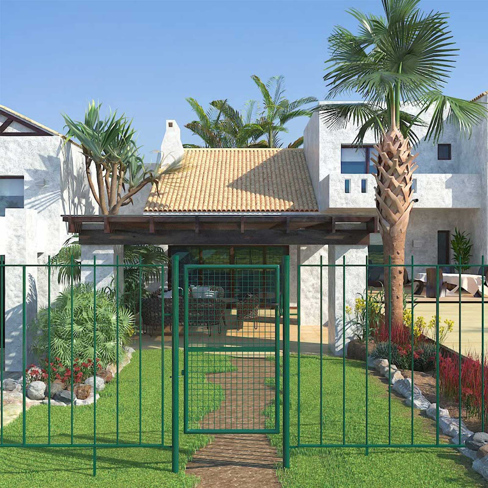 Garden Gate - Galvanized Steel - Green - Sturdy
