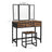 Vanity Table Set - Steel Frame - Rustic Brown and Black - Tri-Fold Mirror