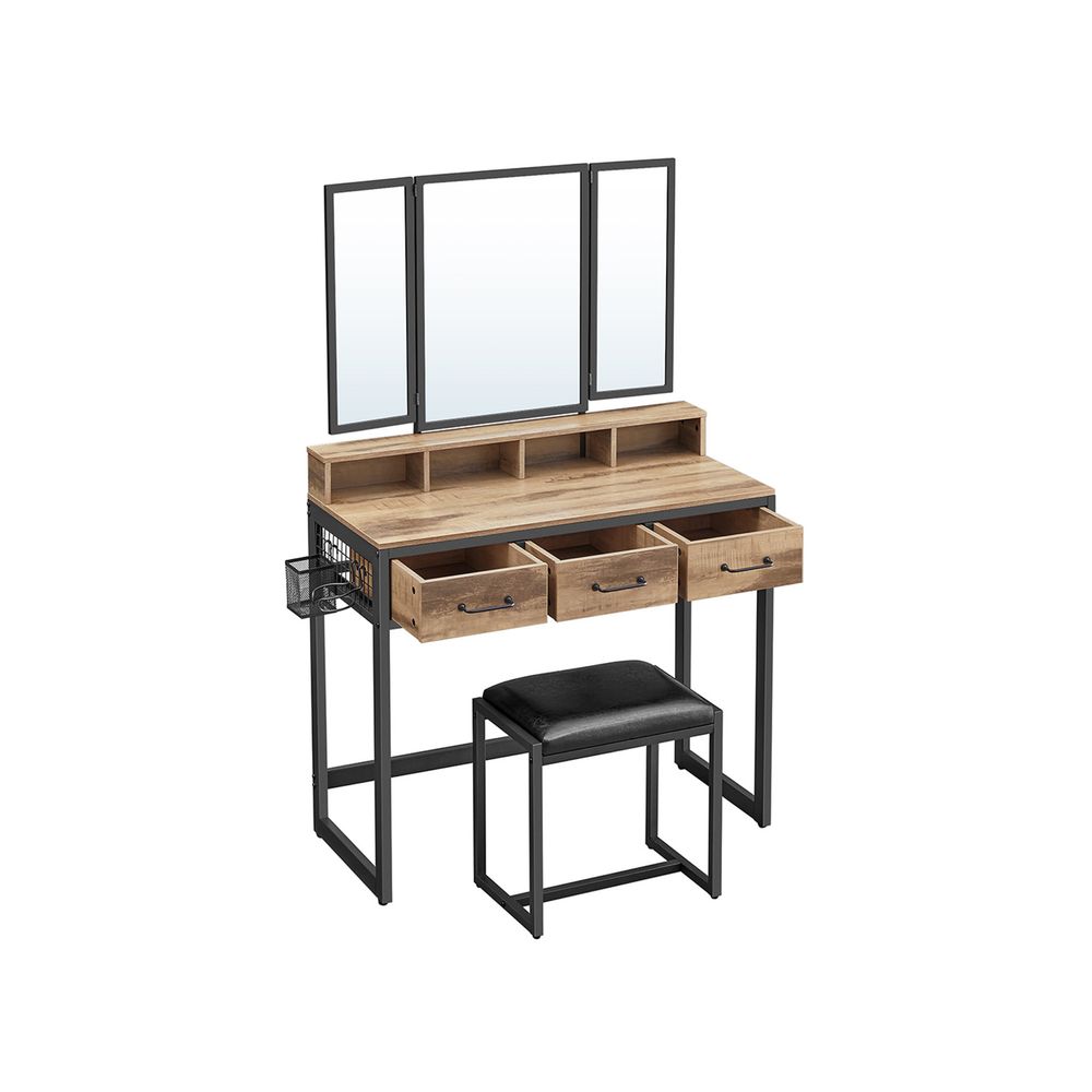 Dressing Table - Wood - Tri-Fold Mirror